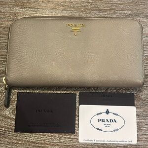 Prada Saffiano Leather Zipper Wallet